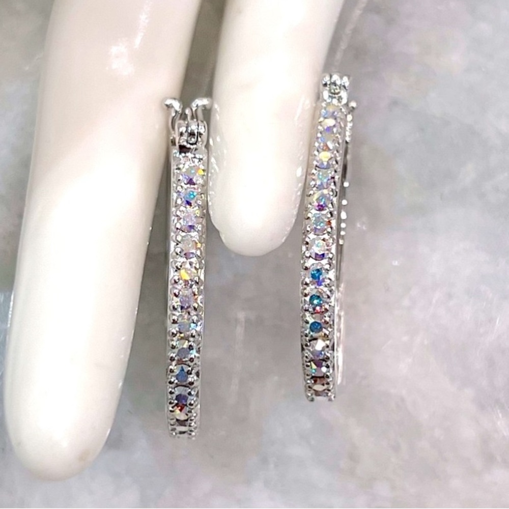 SWAROVSKI Aurora Borealis Crystal Hoop Earrings